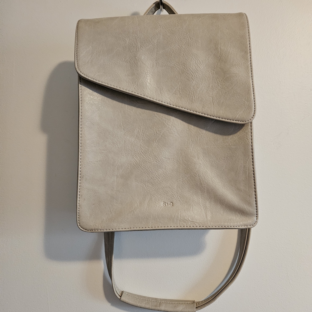 Stylish Beige Pleather  Backpack